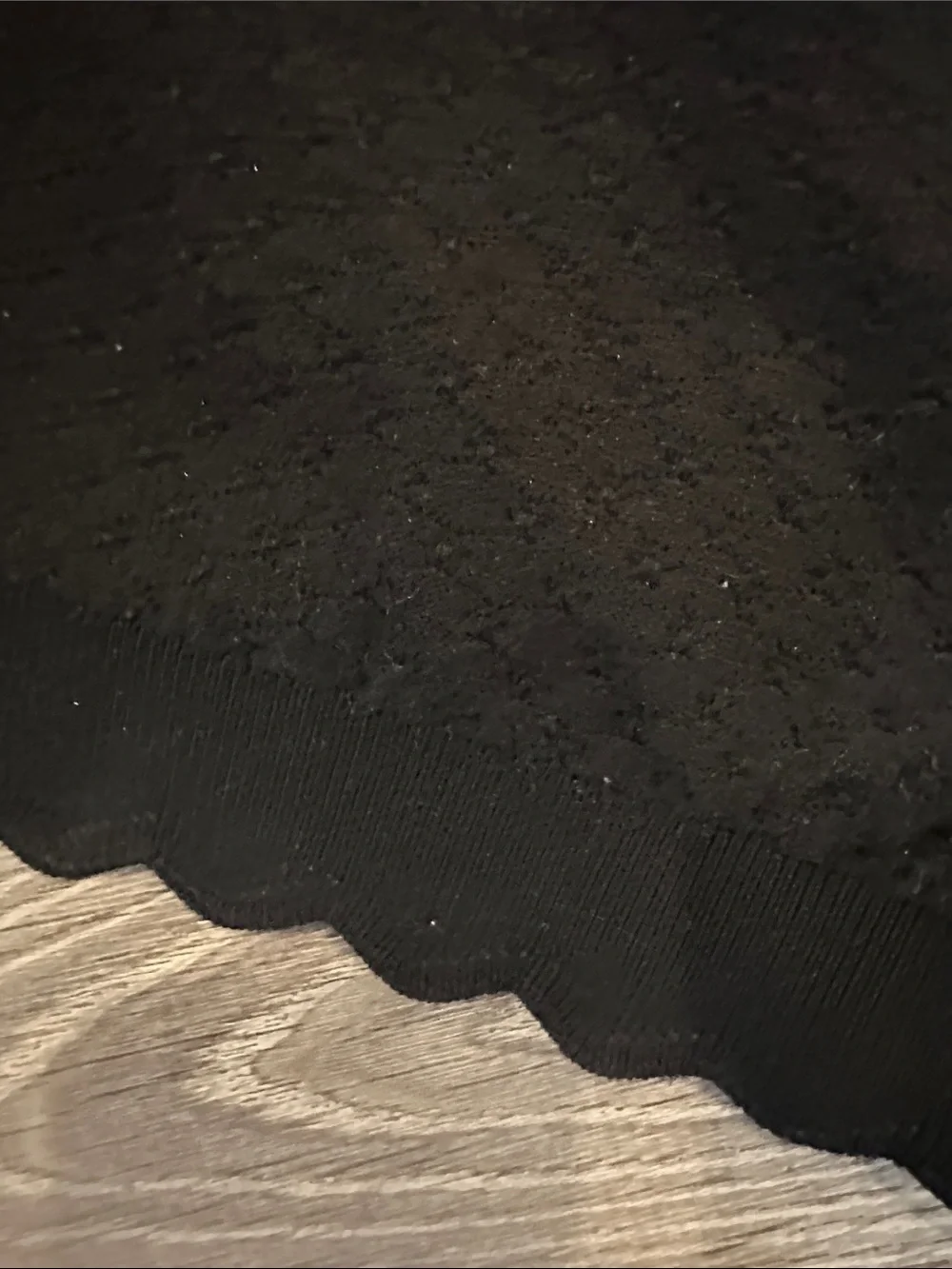 Zara Black Scalloped Hem Textured Crop Sweater